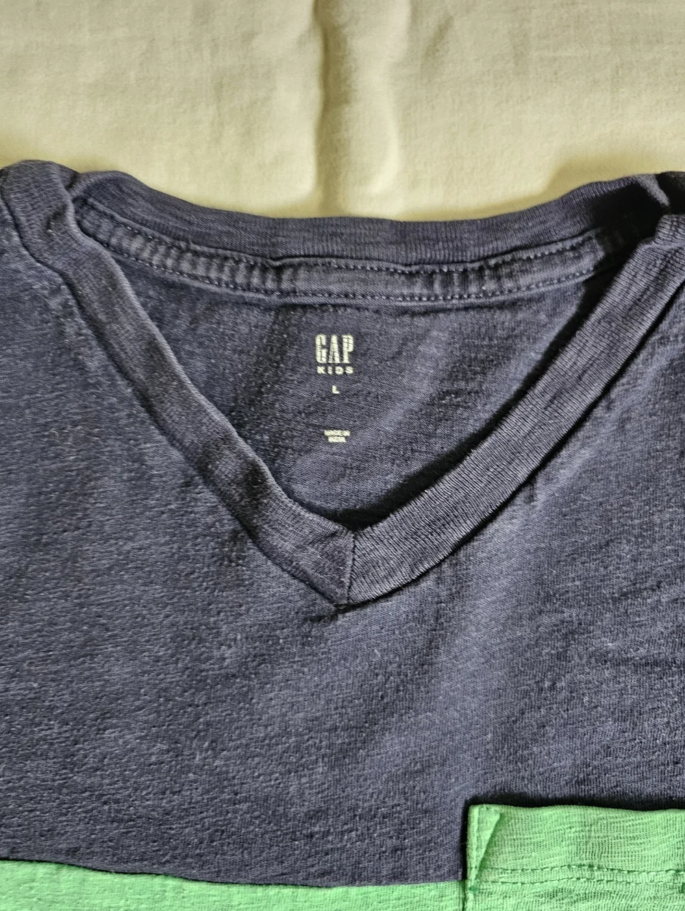 GAP Boys Navy and Green V-Neck Pocket Tee